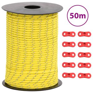 vidaXL Stanov&eacute; lano s reflexn&yacute;mi p&aacute;sikmi a napin&aacute;kmi 50 m 3 mm
