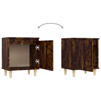 vidaXL Nočné stolíky s drevenými nohami 2 ks tmavý dub 40x30x50 cm
