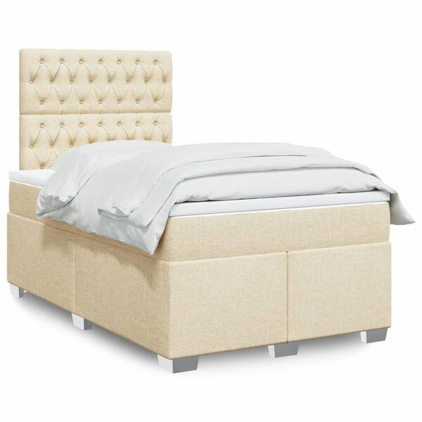 vidaXL Boxspring posteľ s matracom kr&eacute;mov&aacute; 120x190 cm l&aacute;tka