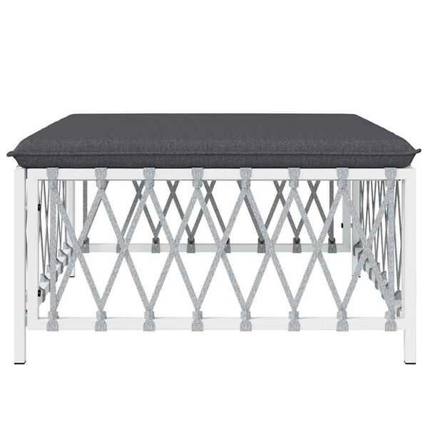 vidaXL Záhradná podnožka s vankúšovm biela tkaná látka