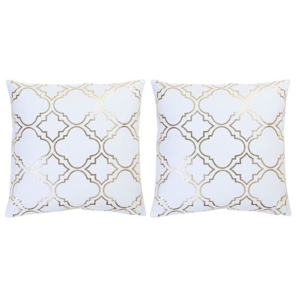 vidaXL Vankúše 2 ks biele a zlaté 40x40 cm bavlna lesklá potlač
