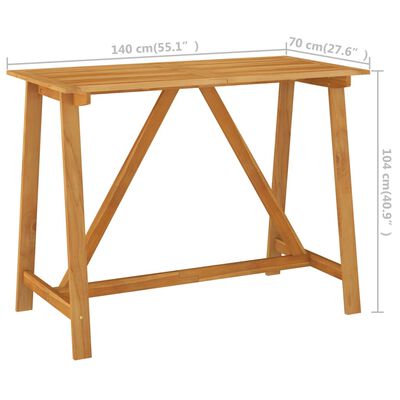 vidaXL Záhradný barový stôl 140x70x104 cm akáciový masív