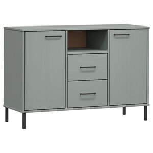 vidaXL Komoda s kovov&yacute;mi nohami siv&aacute; 113x40x77 cm mas&iacute;vne drevo OSLO
