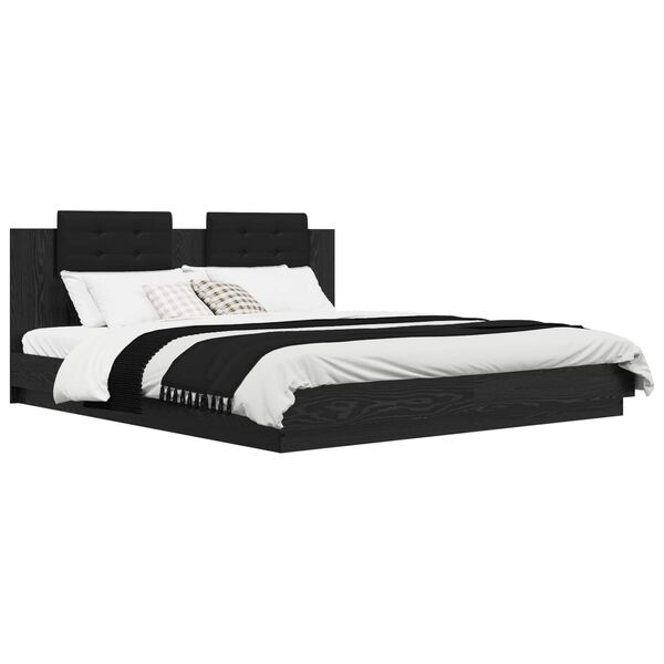 vidaXL R&aacute;m postele s čelom Čierny dub 180 x 200 cm Kompozitn&eacute; drevo