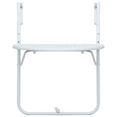 vidaXL Visiaci balkónový stolík biely 60x64x83,5 cm plastový s ratanovým vzhľadom
