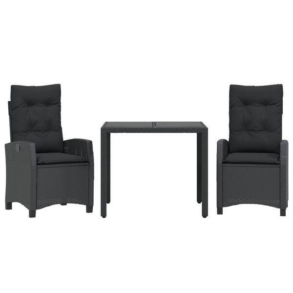 vidaXL 3-dielna z&aacute;hradn&aacute; jed&aacute;lensk&aacute; sada s vank&uacute;&scaron;mi čierna polyratan