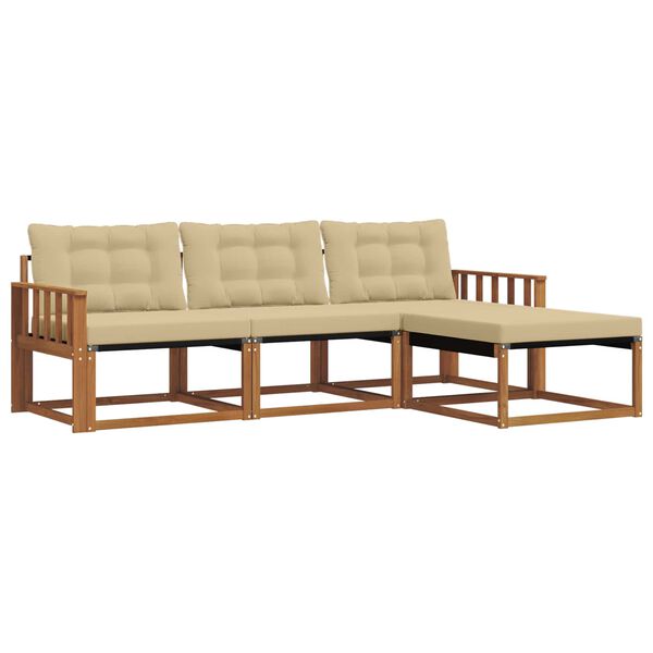 vidaXL Z&aacute;hradn&aacute; s&uacute;prava gaučov s vank&uacute;&scaron;om 4 pcs Pr&iacute;rodn&aacute; a b&eacute;žov&aacute;