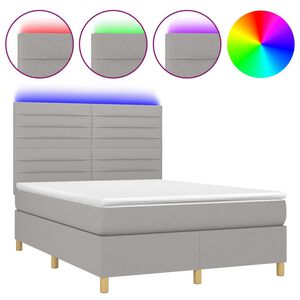 vidaXL Posteľ boxsping s matracom a LED bledosiv&aacute; 140x190 cm l&aacute;tka