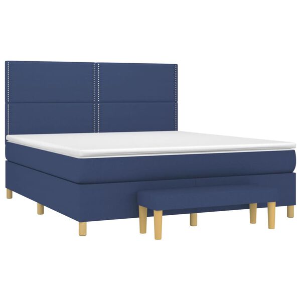 vidaXL Posteľn&yacute; r&aacute;m boxspring s matracom modr&yacute; 180x200 cm l&aacute;tka