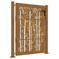 vidaXL Záhradná brána 105x155 cm kortenová oceľ dizajn bambusu