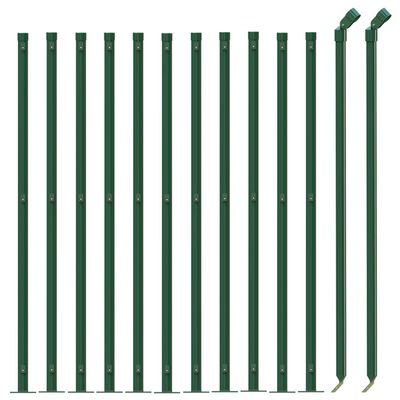 vidaXL Drôtený plot s pätkami, zelený 0,8x25 m