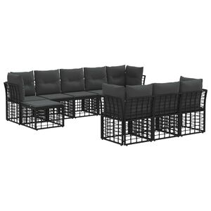 vidaXL Z&aacute;hradn&aacute; s&uacute;prava gaučov 10 pcs Čierna a tmavo&scaron;ed&aacute; Polyester