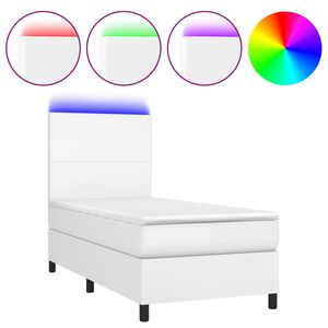 vidaXL Boxspring posteľ s matracom a LED biela 100x200 cm umel&aacute; koža