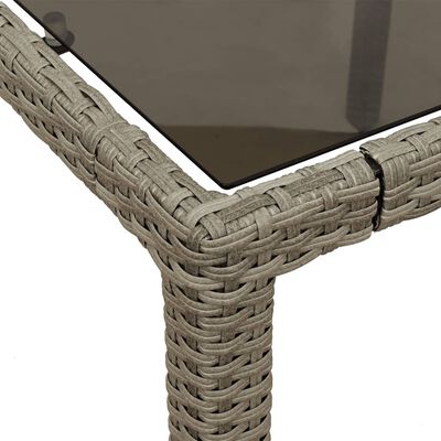 vidaXL Záhr.stôl so sklenenou doskou svetlosivý 150x90x75 cm polyratan