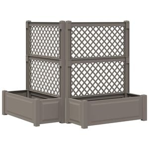vidaXL Veľk&yacute; kvetin&aacute;č s trel&aacute;žou 2 pcs Siv&aacute; 143 x 143 x 133,5 cm PP