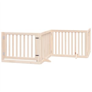 vidaXL Psia br&aacute;nka s dvierkami, skladacia, 4 panely, 320 cm, topoľov&eacute; drevo