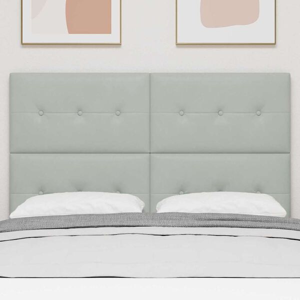 vidaXL LED hlavov&aacute; doska s čelnou doskou Svetlosiv&aacute; 160 cm Polyester