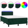 vidaXL Posteľn&yacute; r&aacute;m boxsping matrac a LED tmavozelen&yacute; 120x200 cm zamat
