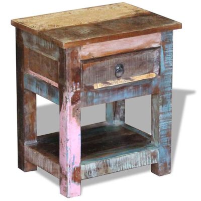 vidaXL Príručný stolík s 1 zásuvkou, recyklovaný masív 43x33x51 cm