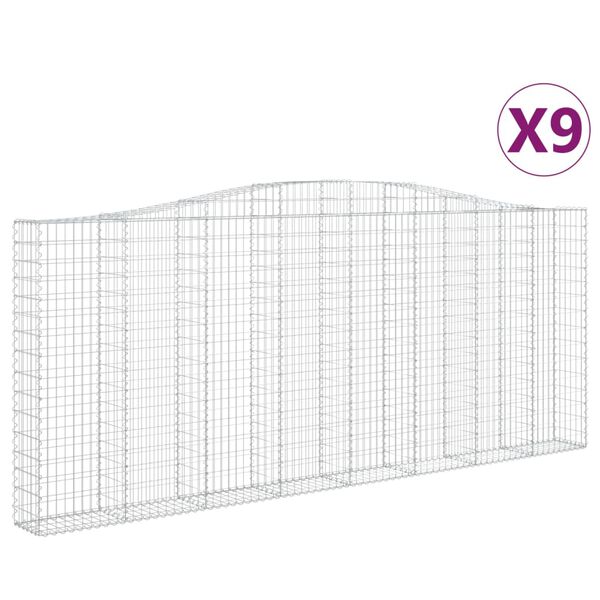vidaXL Obl&uacute;kov&eacute; gabi&oacute;nov&eacute; ko&scaron;e 9ks 400x30x160/180cm pozinkovan&eacute; železo