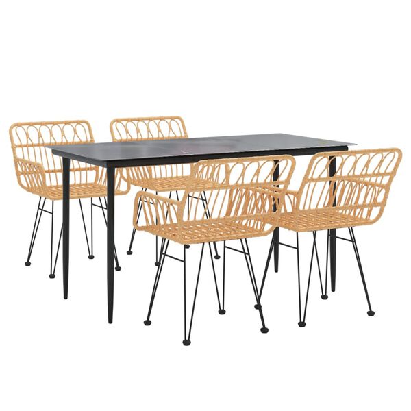 vidaXL 5-dielna záhradná jedálenská súprava polyratan
