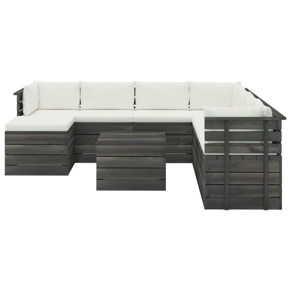 vidaXL 9-dielna z&aacute;hradn&aacute; s&uacute;prava z paliet+podložky, borovicov&yacute; mas&iacute;v