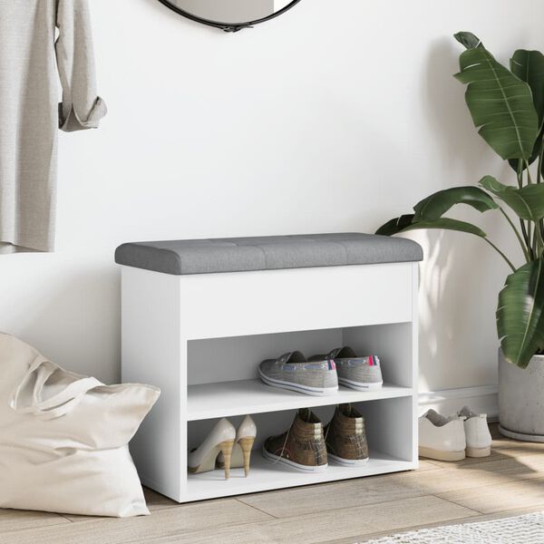 vidaXL Lavica na top&aacute;nky biela 62x32x50 cm, umel&eacute; drevo