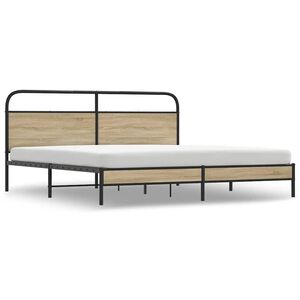 vidaXL Kovov&yacute; posteľn&yacute; r&aacute;m bez matraca dymov&yacute; dub 200x200 cm
