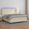 vidaXL Boxspring posteľ s matracom a LED kr&eacute;mov&aacute; 180x200 cm umel&aacute; koža