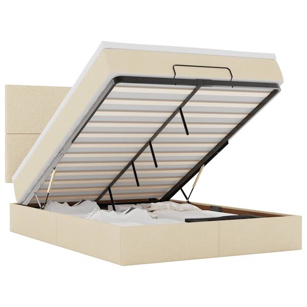 vidaXL Osmansk&aacute; posteľ s matracom kr&eacute;mov&aacute; 140x200 cm l&aacute;tka