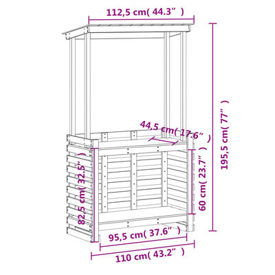 vidaXL Vonkajší barový stolík so strechou biely 112,5x57x195,5cm masív
