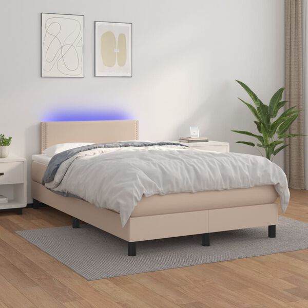 vidaXL Boxspring posteľ matrac a LED kapuč&iacute;nov&aacute; 120x200 cm umel&aacute; koža