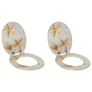 vidaXL WC sedadlo 2 pcs Žlt&aacute; a biela 44 x 38 cm MDF doska