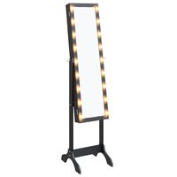 vidaXL Voľne stojace zrkadlo s LED, čierne 34x37x146 cm