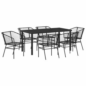 vidaXL Z&aacute;hradn&yacute; jed&aacute;lensk&yacute; set 7 pcs Čierna polyratan