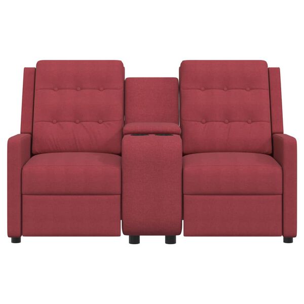 vidaXL 2-miestne sklápacie masážne kreslo+držiak na poháre, červené