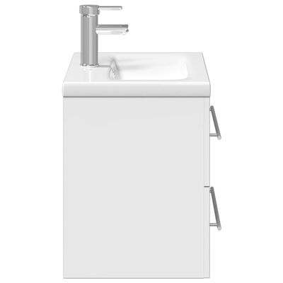vidaXL Kúpeľňová skrinka so zabudovaným umývadlom vysoký lesk biela
