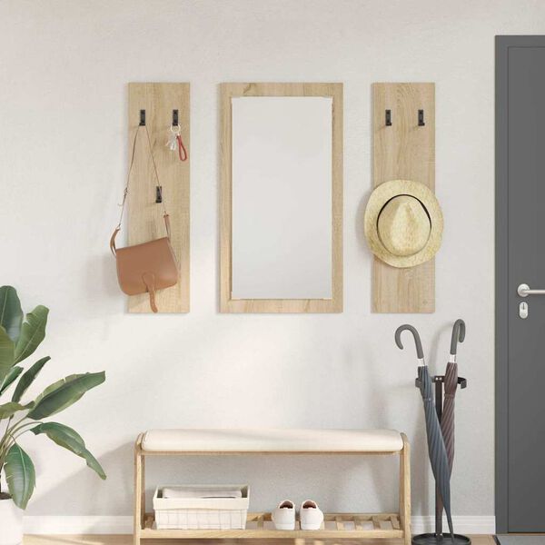 vidaXL Vešiak na stenu dub sonoma 96 x 1.5 x 90 cm Kompozitné drevo