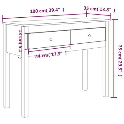 vidaXL Konzolový stolík sivý 100x35x75 cm masívne borovicové drevo
