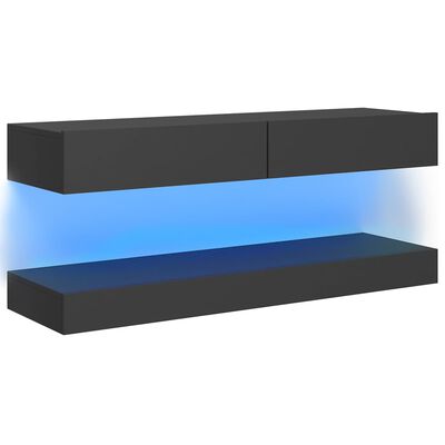 vidaXL TV skrinka s LED svetlami sivá 120x35 cm