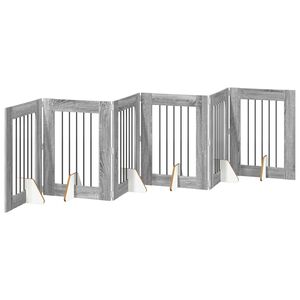 vidaXL Skladacia psia br&aacute;na so stojanmi 6 pcs Siv&aacute; sonoma 362 cm