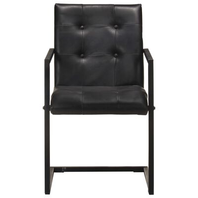vidaXL Jedálenské stoličky, perová kostra 6 ks, čierne, pravá koža