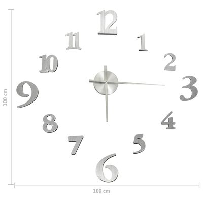 vidaXL 3D nástenné hodiny s moderným dizajnom strieborné 100 cm XXL