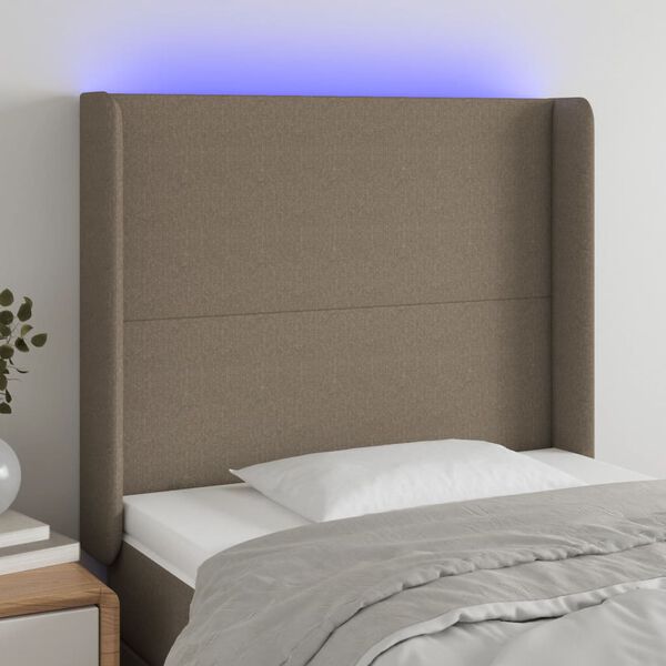 vidaXL Čelo postele s LED sivohned&eacute; 83x16x118/128 cm l&aacute;tka