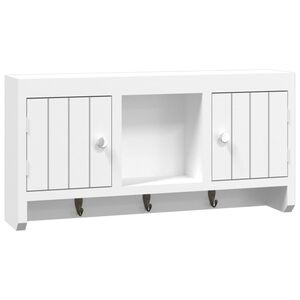 vidaXL Skrinka na kľ&uacute;če biela 40x8,5x20 cm spracovan&eacute; drevo a oceľ