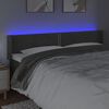 vidaXL Čelo postele s LED tmavosiv&eacute; 183x16x78/88 cm zamat