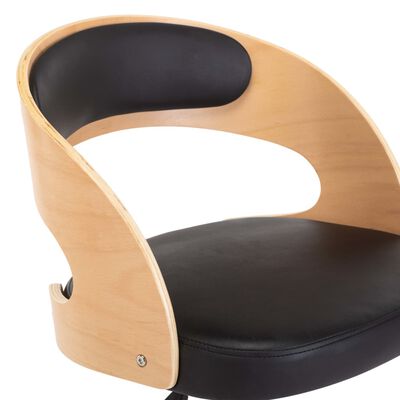 vidaXL Otočné jedálenské stoličky 4 ks čierne ohýbané drevo+umelá koža