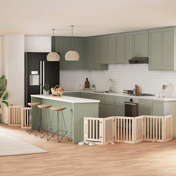 vidaXL Brána pre psa s dverami sklad. 12 panelov 600 cm topoľové drevo