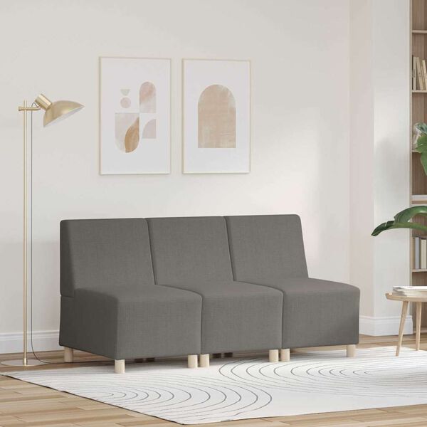 vidaXL Bezrúčková modulárna sofa jednotka 3 pcs Svetlosivá