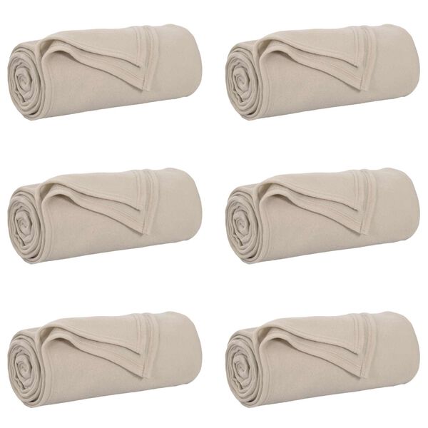 vidaXL Prikr&yacute;vky na hodenie 6 pcs B&eacute;žov&aacute; 270 x 240 cm Fl&iacute;s